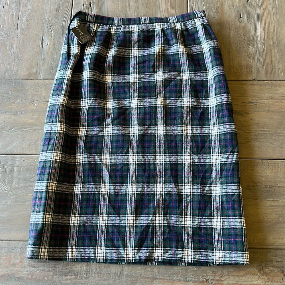Free People x Vintage Pendleton Midi 100% Wool Skirt Tartan Plaid S